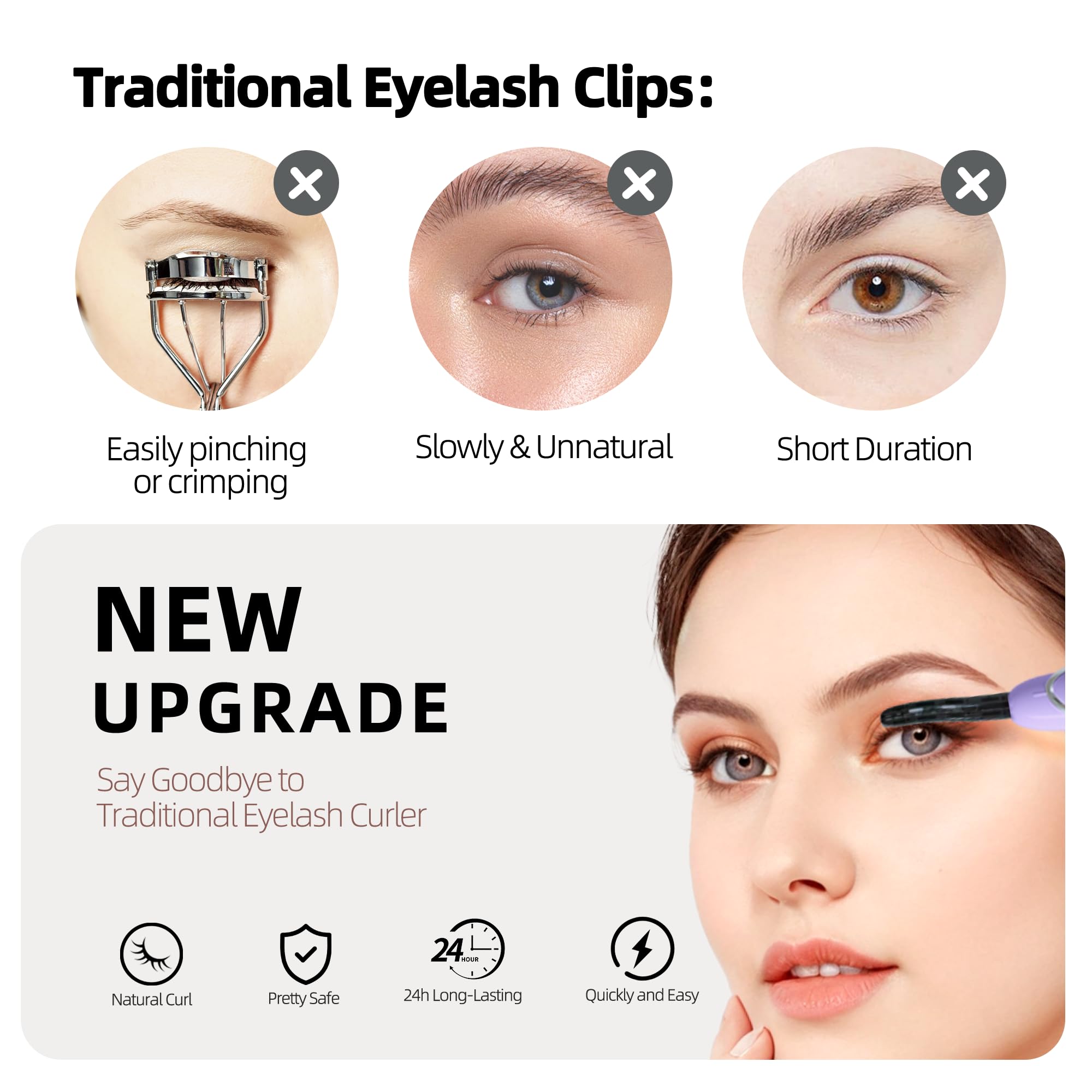 Heated Eyelash Curler, S600 Heated Lash Curler, Accurate Temperature Control Electric Eyelash Curler Heated Curlers - Intelligent Power Off, Long Lasting (Lavender Mist/Silver, S600-148MM)