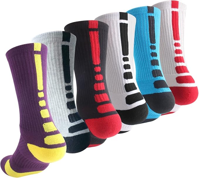 Amazon.com: Calcetines de baloncesto para niños, fútbol, ski, deportes al  aire libre, gruesos, altos, paquete de 6 : Ropa, Zapatos y Joyería