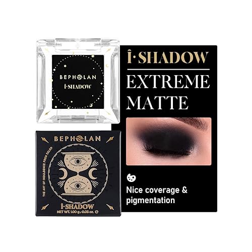 BEPHOLAN Paleta de sombra de ojos negra mate individual, rubor negro, delineador de ojos en polvo para pastel sombra de ojos de maquillaje gótico,