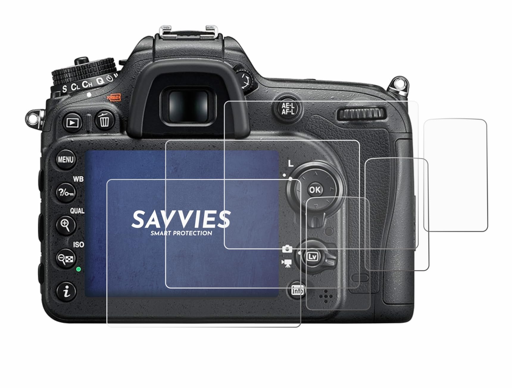 Kit 6 Pellicole Protettive Savvies Per Nikon D5200 – PET Trasparente, Antigraffio, Sensibilità Touch, Applicazione Senza Bolle - 2