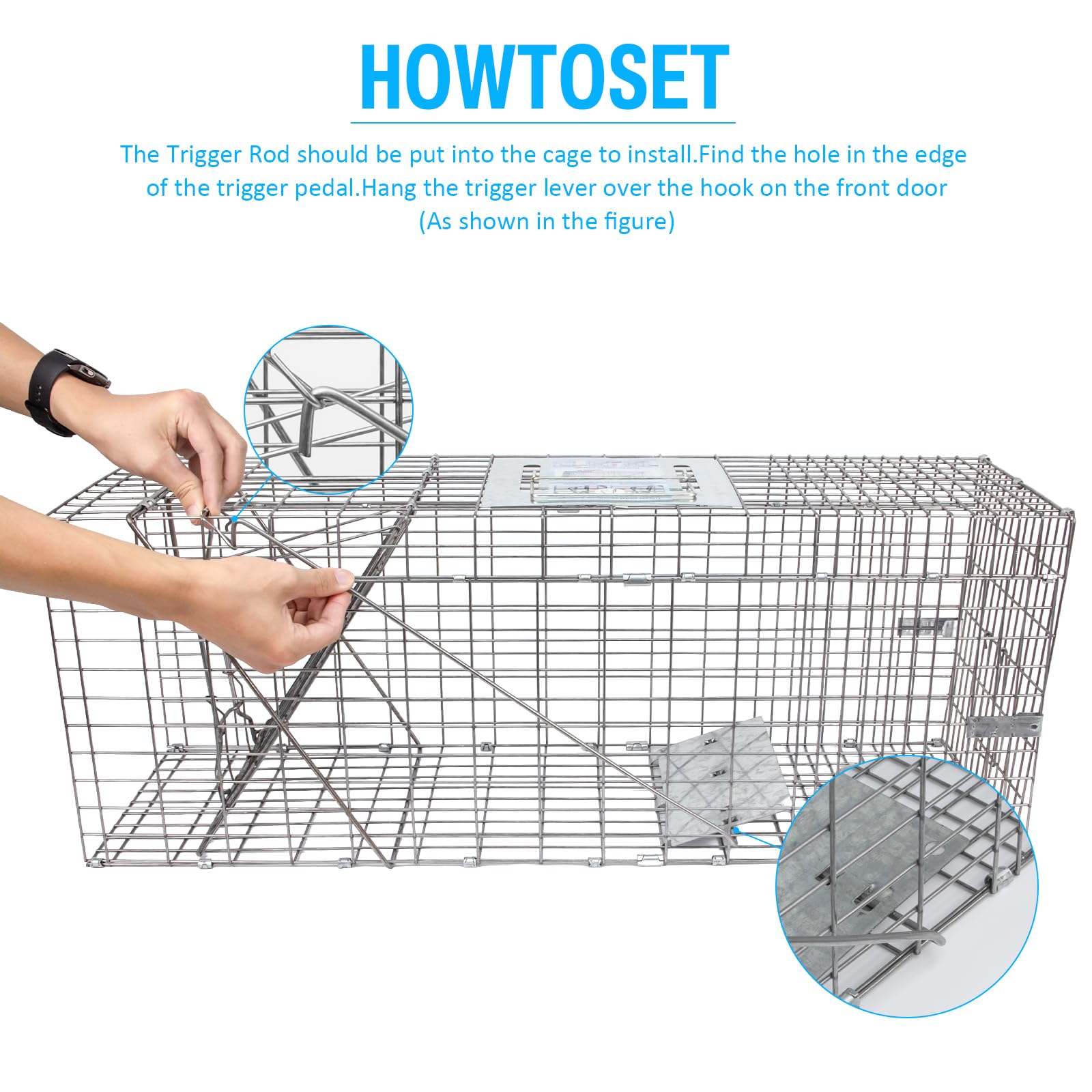 Live Animal Cage Trap - Catch Raccoons, Cats & More -4