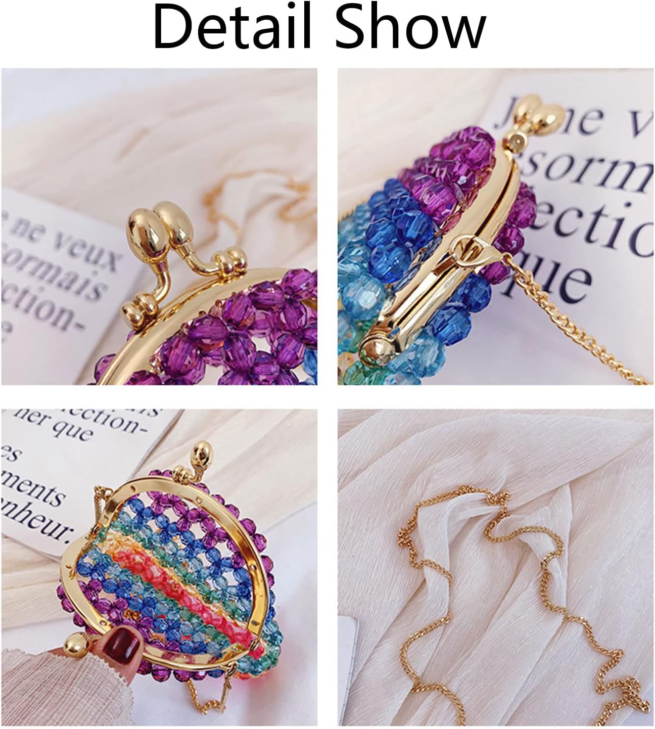 Dopamine girls bags, Dopamine wear, Women's beaded shoulder bags, crossbody bags, Beaded wallets, Evening party, Holiday preferred gift - Image 6