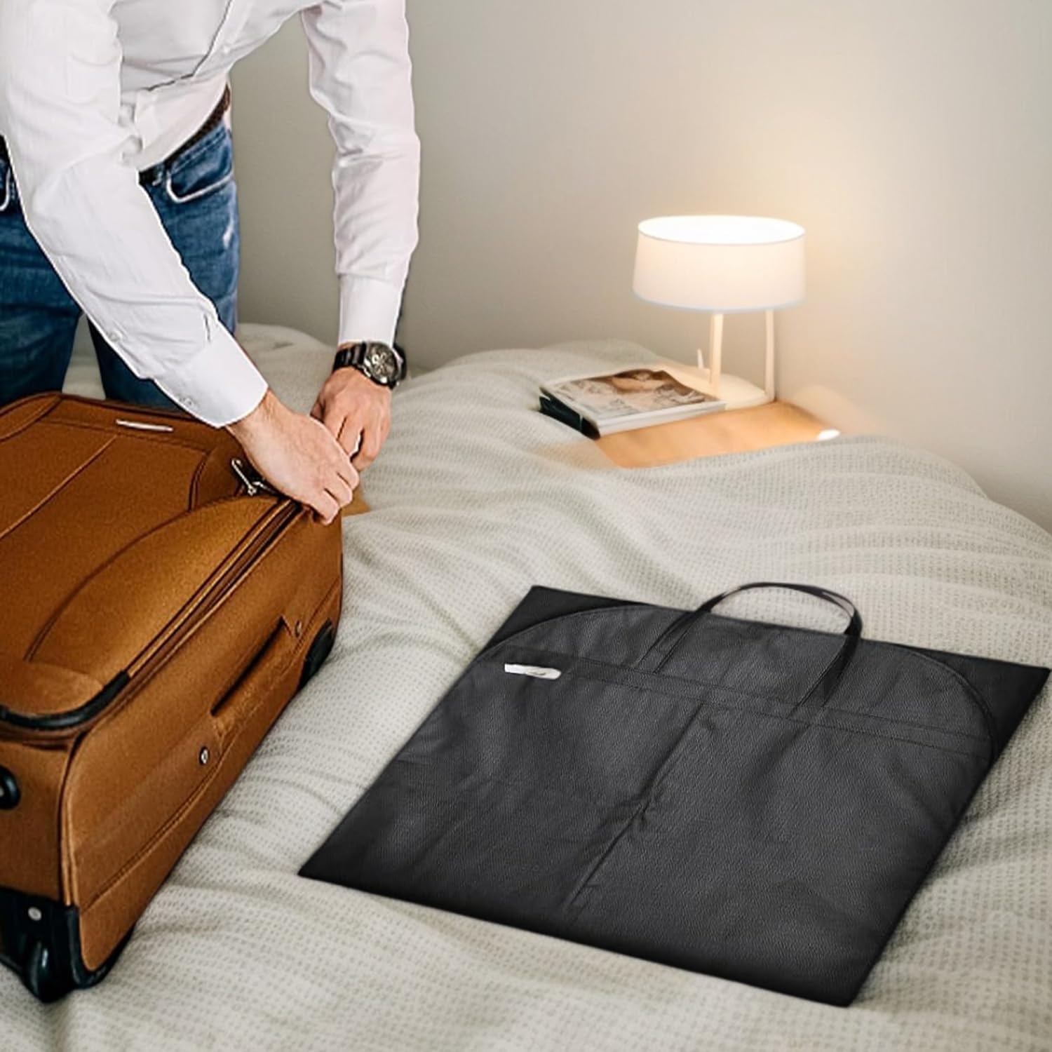 1 sac de costume, sac à vêtements réutilisable à fermeture éclair, housse de costume, protection contre la poussière et bretelles à gousset | Leroy Merlin