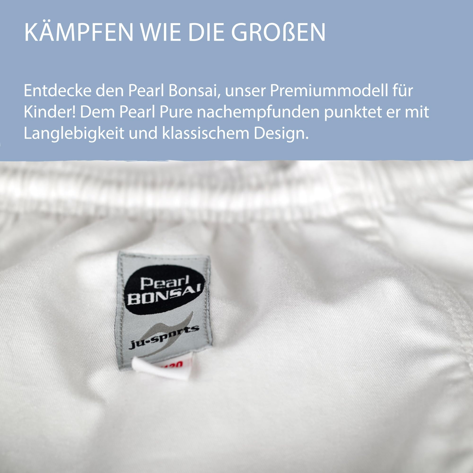 Ju-Sports Ju-Jutsu Pearl Bonsai Kids I Leichter, schlanker Brazilian Jujutsu Anzug speziell für Kinder I BJJ Gi mit hochwertigem Finish I 100% Baumwolle