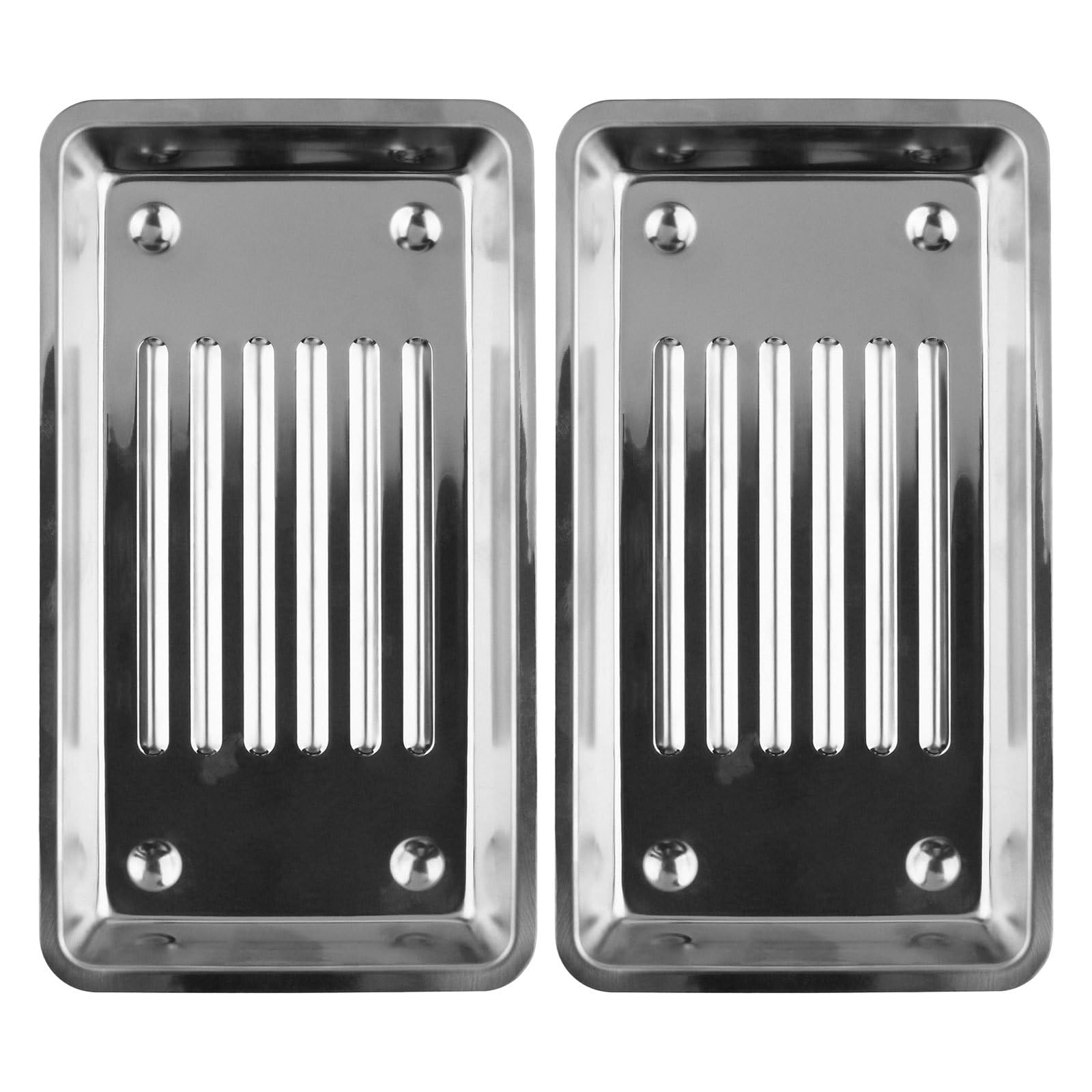 2 vassoi disinfettanti in acciaio inossidabile per strumenti per nail art - Contenitore per onicotecnici - Organizzatore per strumenti per manicure per saloni e spa, dimensioni 8''X4.5''