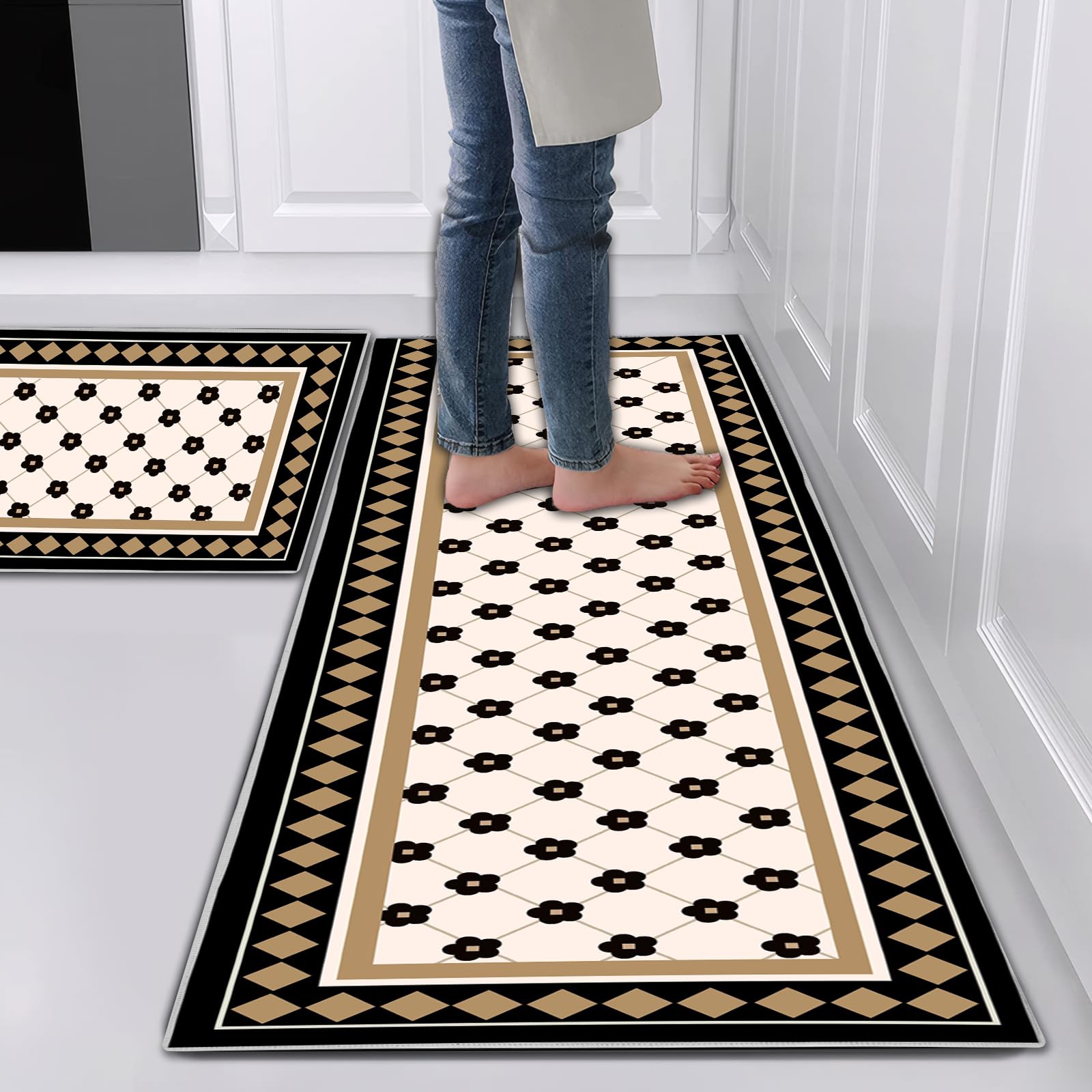Tapetes de cocina antideslizantes alfombras pasillo lavables hogar juego de 2 Hoimlm