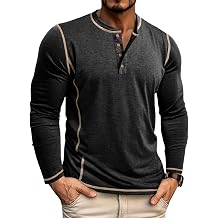 Mens Henley Shirts Classic Long Sleeve Quarter Button Down T-Shirt Casual Stylish Cotton Pullover Tops
