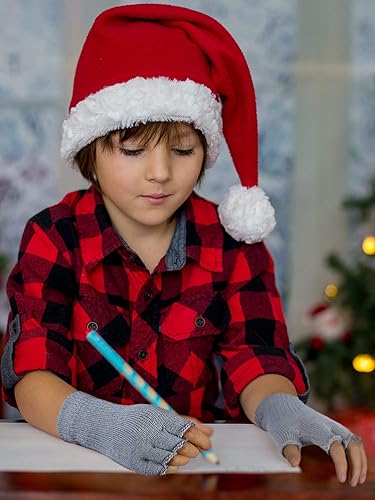 Miniatura 6 de SATINIOR 4 pares de guantes largos de medio dedo sin dedos para niños, de punto con brazo de invierno, guantes de medio dedo para niños