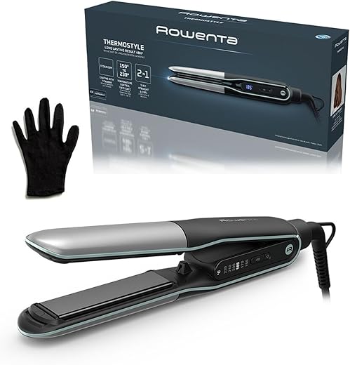 Rowenta – Plancha de pelo y rizador Rowenta Thermostyle 2 en 1, con revestimiento de Titanio.