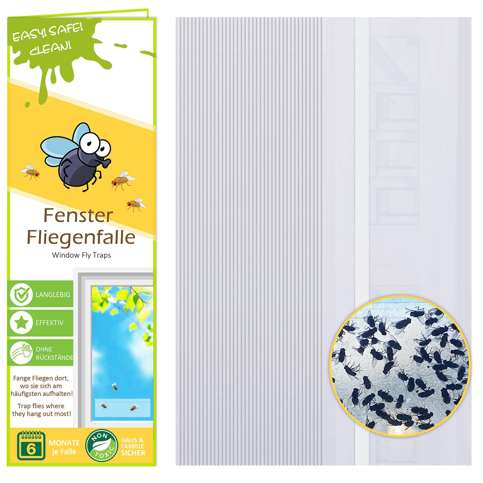 Blooven Fenster Fliegenfalle 40 Stück, Giftfreie Fliegen Fallen für die Fliegen, Fruchtfliegen, Stubenfliegen, Transparent Fly Trap (40 Stück)