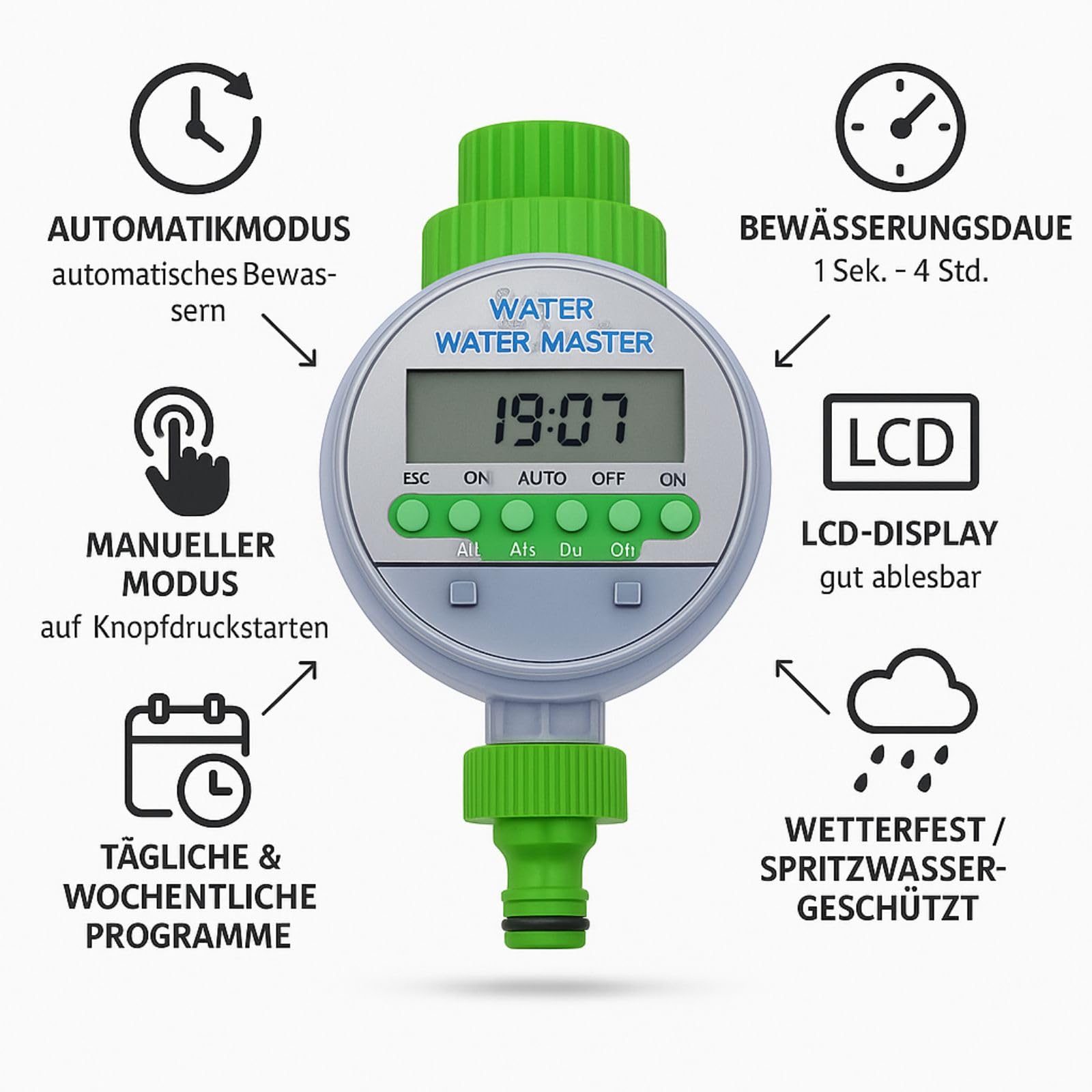 Weedness Water Master Programmatore di irrigazione digitale - Sistema di irrigazione automatico