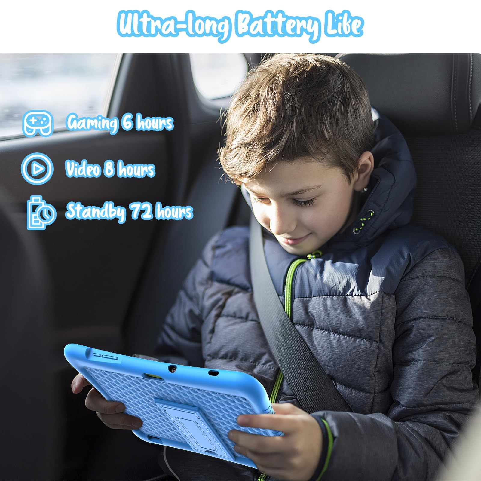 EagleSoar Tablette pour enfants 10,1" Android 13 pour enfants de 3 à 12 ans 3 Go + 32 Go, extensible jusqu'à 128 Go, double caméra, GPS, Google Kids Space, applications préinstallées, contrôle