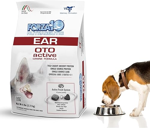 Forza10 Active Line OTO - Alimento seco para perros con orejas de perro para tratamiento de infecciones de orejas de perro y orejas saludables para