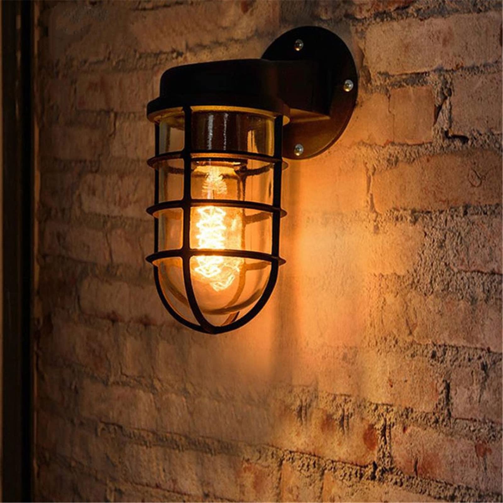 ZTCHSENZT Wall Sconces, Bar Cafe Antique Lantern Clothing Store Restaurant Aisle Industrial Lamp Balcony Wall Lamp,Yellow Copper