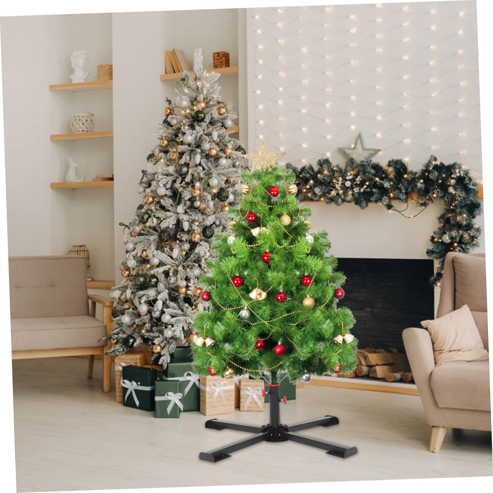 Ciieeo Soporte de Base para Árbol de Navidad Metálico Robusto Compatible Diámetros para Decoración de Interiores y Exteriores Soporte Resistente para Sombrilla de Patio