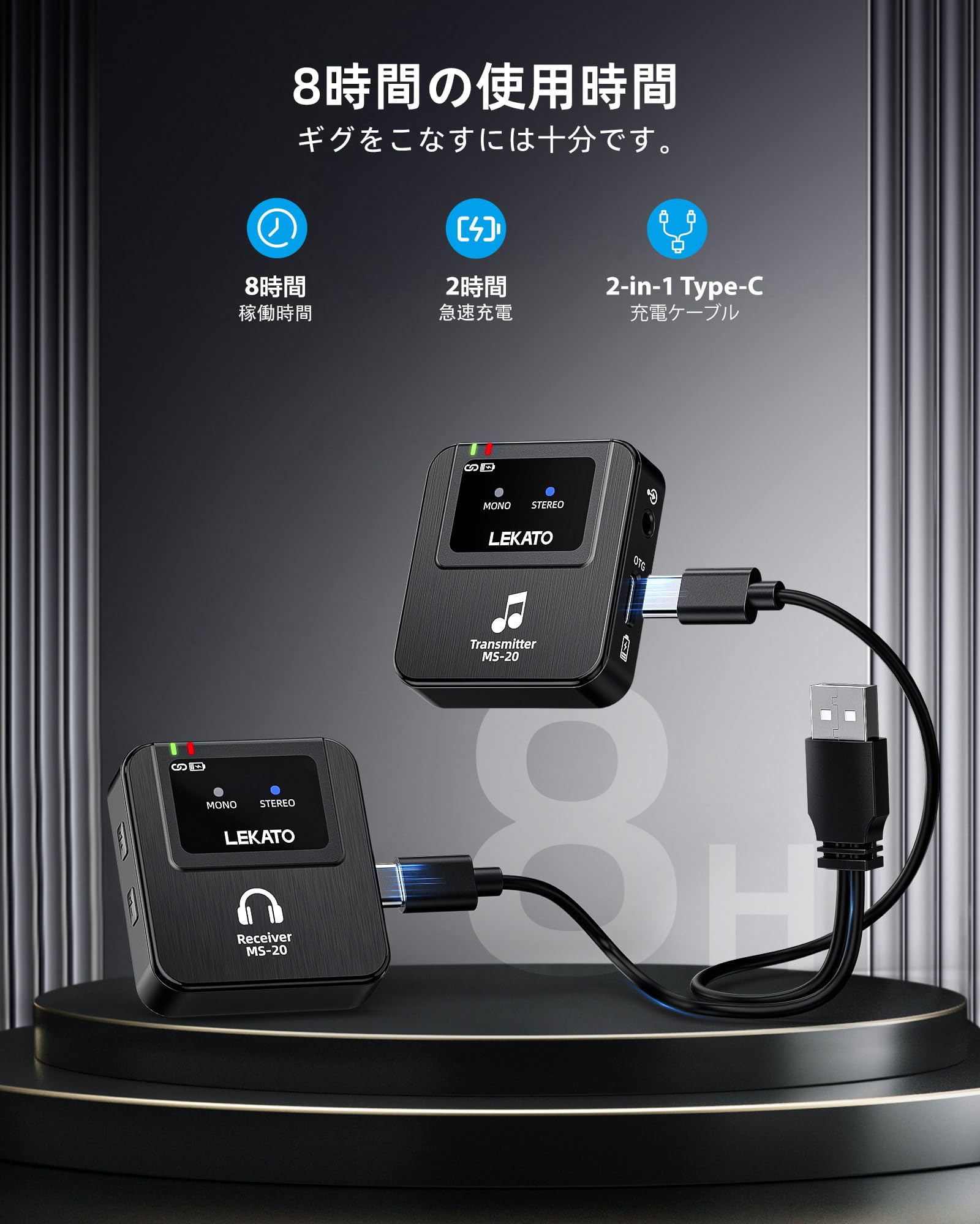 Amazon.co.jp: LEKATO ワイヤレスインイヤーモニター MS-20 2.4G IEM