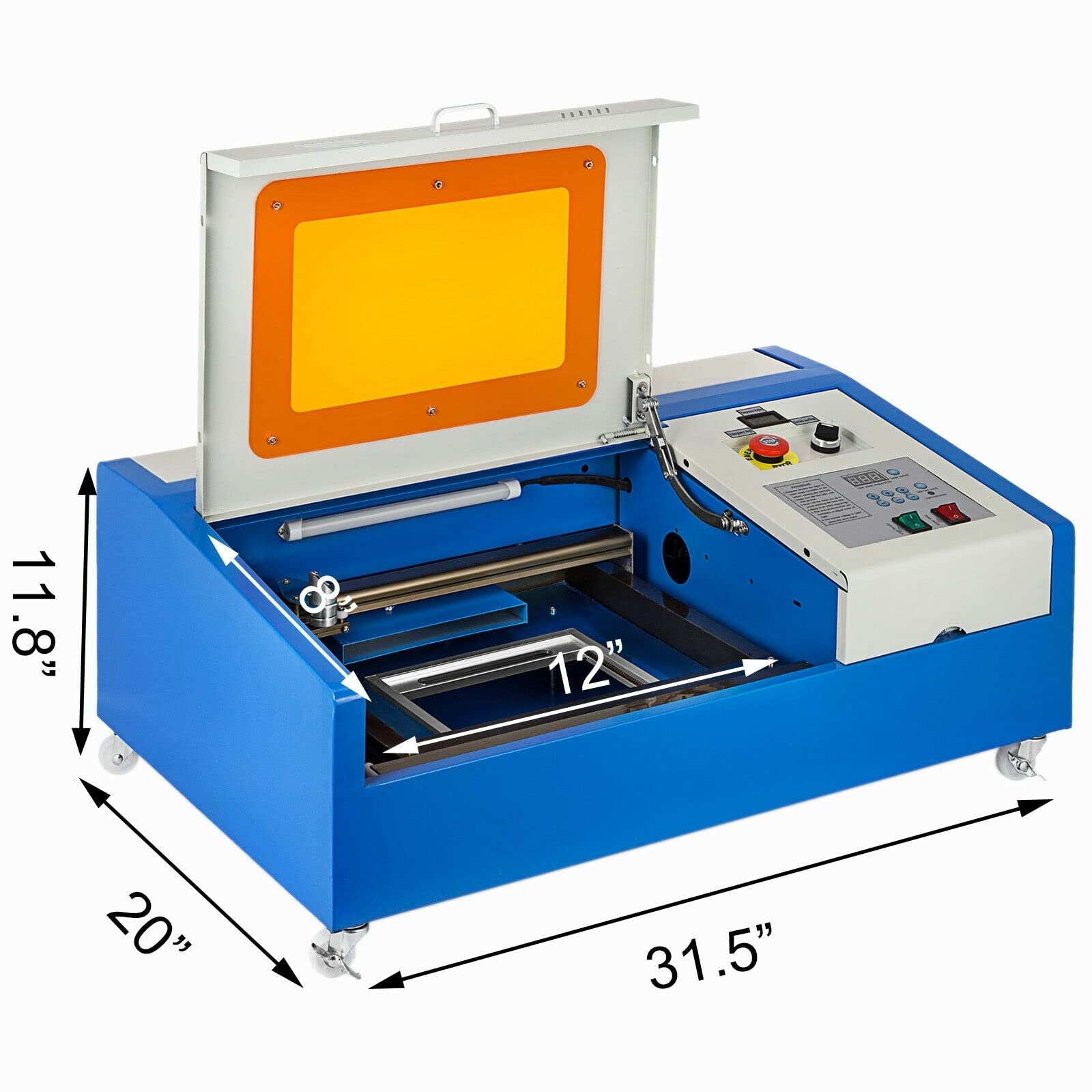 Máquina cortadora de grabado CO2, grabadora K40, puerto USB de 300x200mm y pantalla Digital con 4 ruedas Para uso doméstico diario