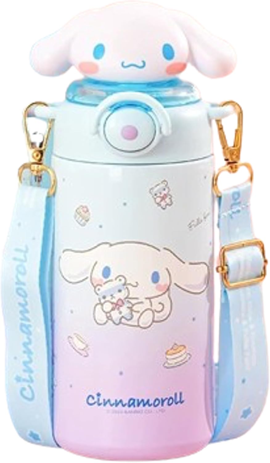 Cinnamoroll White Stainless Steel Insulated Water Bottle (Straw) with Strap 600ml