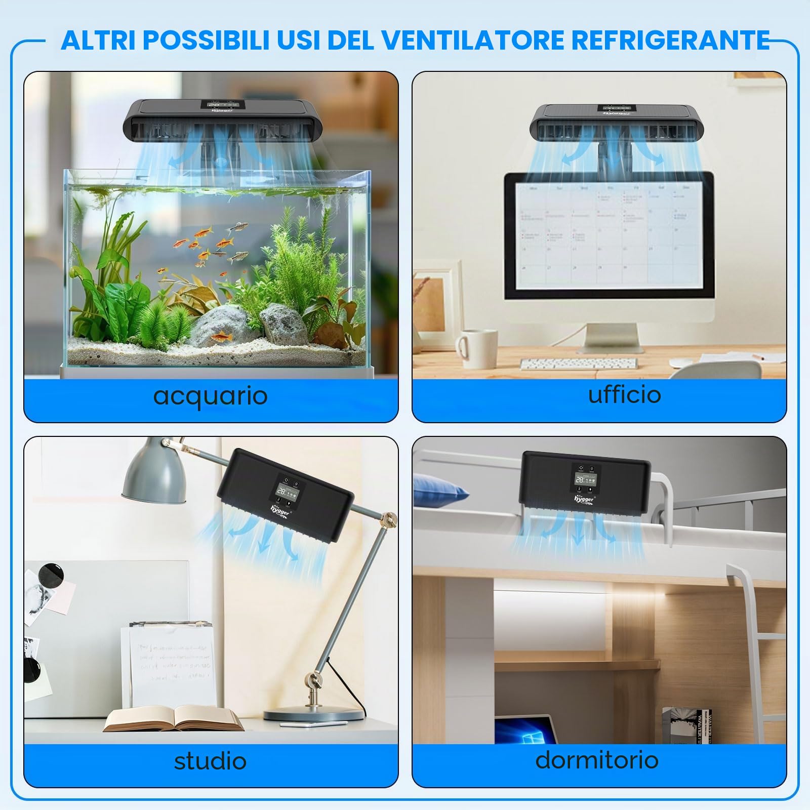 hygger Aquarium Cooler, Intelligent Automatische Temperaturregelung, Leiser Aquariumventilator, Einstellbare Luftgeschwindigkeit AquariumwasserküHler