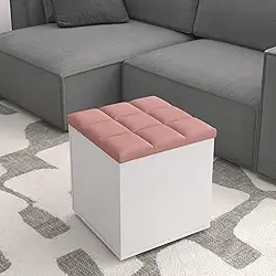 Puff Báu Banqueta Organizador Caixa De Brinquedos Sala Qaurto (Rose)