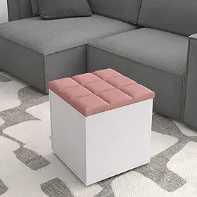Puff Báu Banqueta Organizador Caixa De Brinquedos Sala Qaurto (Rose)