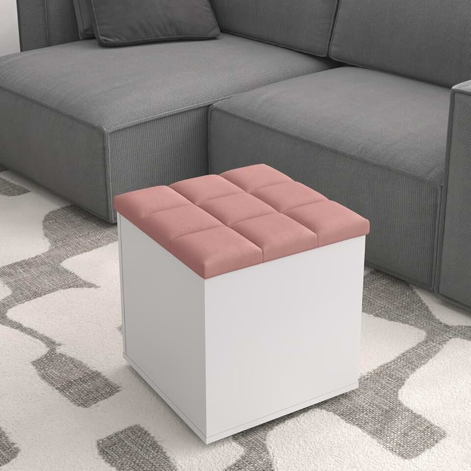 Puff Báu Banqueta Organizador Caixa De Brinquedos Sala Qaurto (Rose)