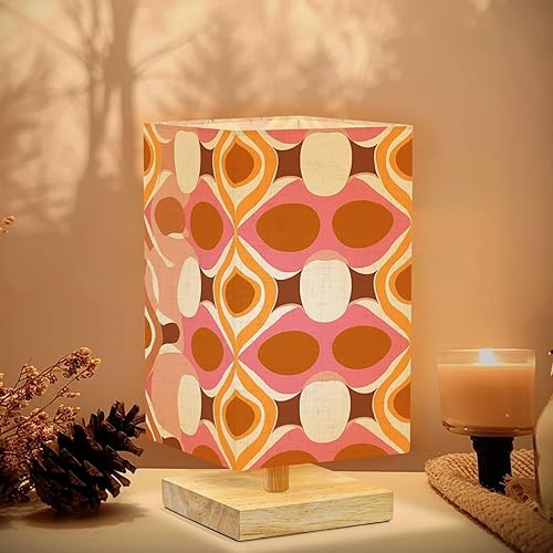 Miniatura 6 de Lámpara de mesita de noche de los años 70, patrón retro sin costuras, estilo estético, regulable, minimalista, lámpara de mesita de noche, base de