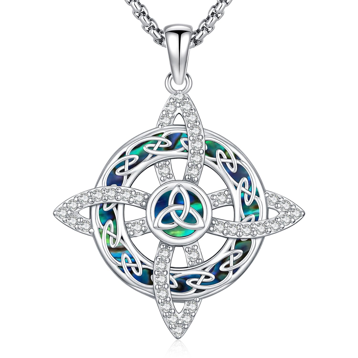 Collar de Nudo de Bruja para Mujer, Collar con Colgante de Nudo Celta de Plata de Ley 925 con Piedra Lunar Joyeria Wicca Bruja Amuleto Regalo para Mujer Niña