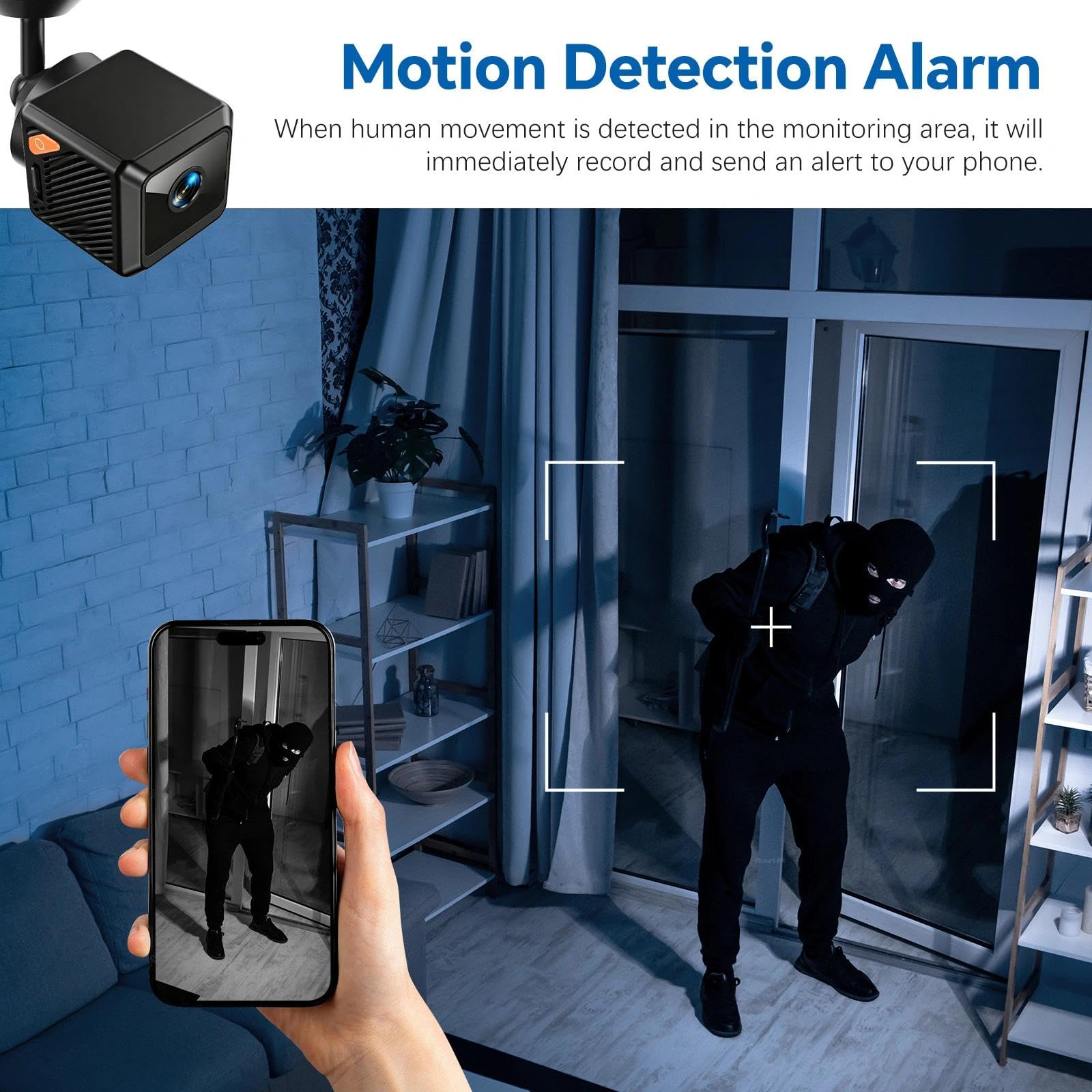 Mini Telecamera,Telecamera Spia Wifi Interno 1080p HD Visione Notturna WiFi Telecamera di Sicurezza Interna Rilevamento di Movimento Controllo Remoto Con App per Casa Bambini Anziani Animali Domestici