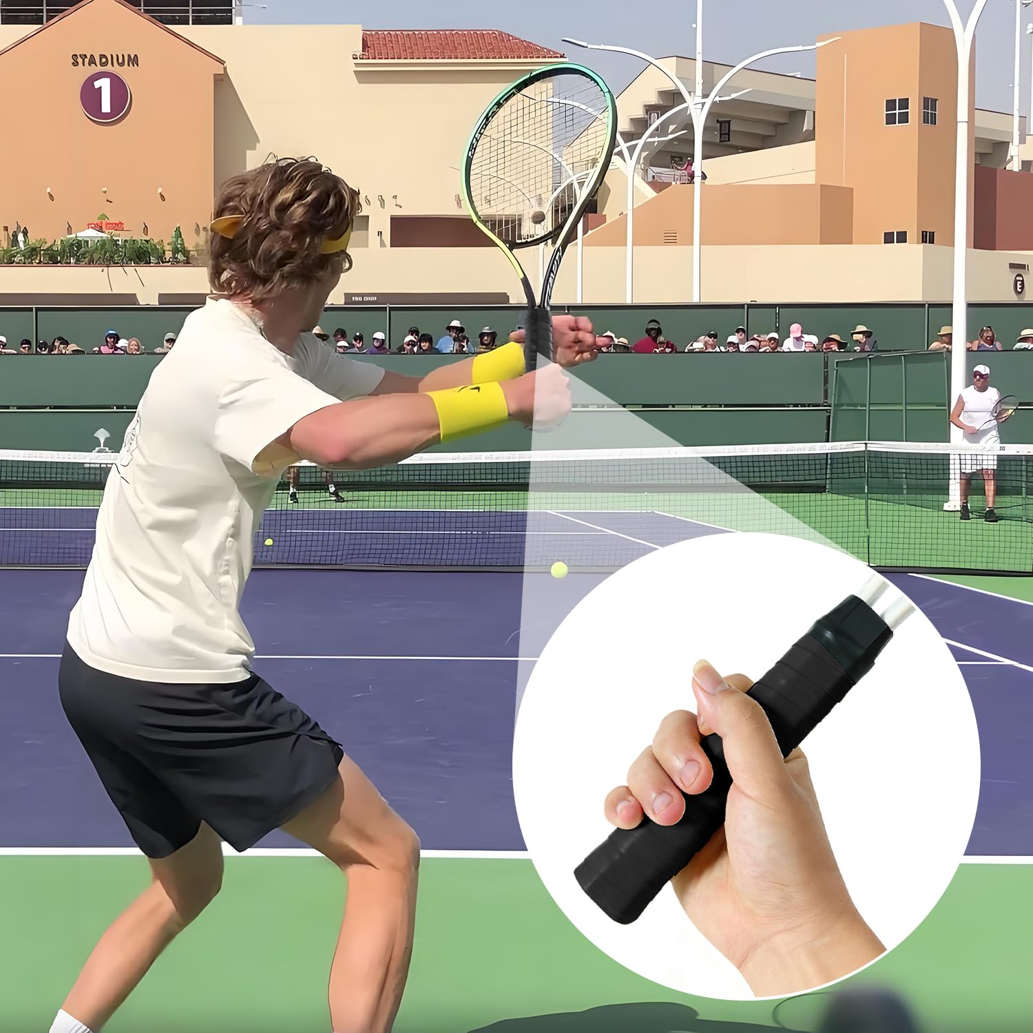 4 Pezzi Nastro Grip per Racchetta, per Padel, Tennis, Badminton. con Assorbente Antiscivolo Asciugatura Rapida sopra - Nero