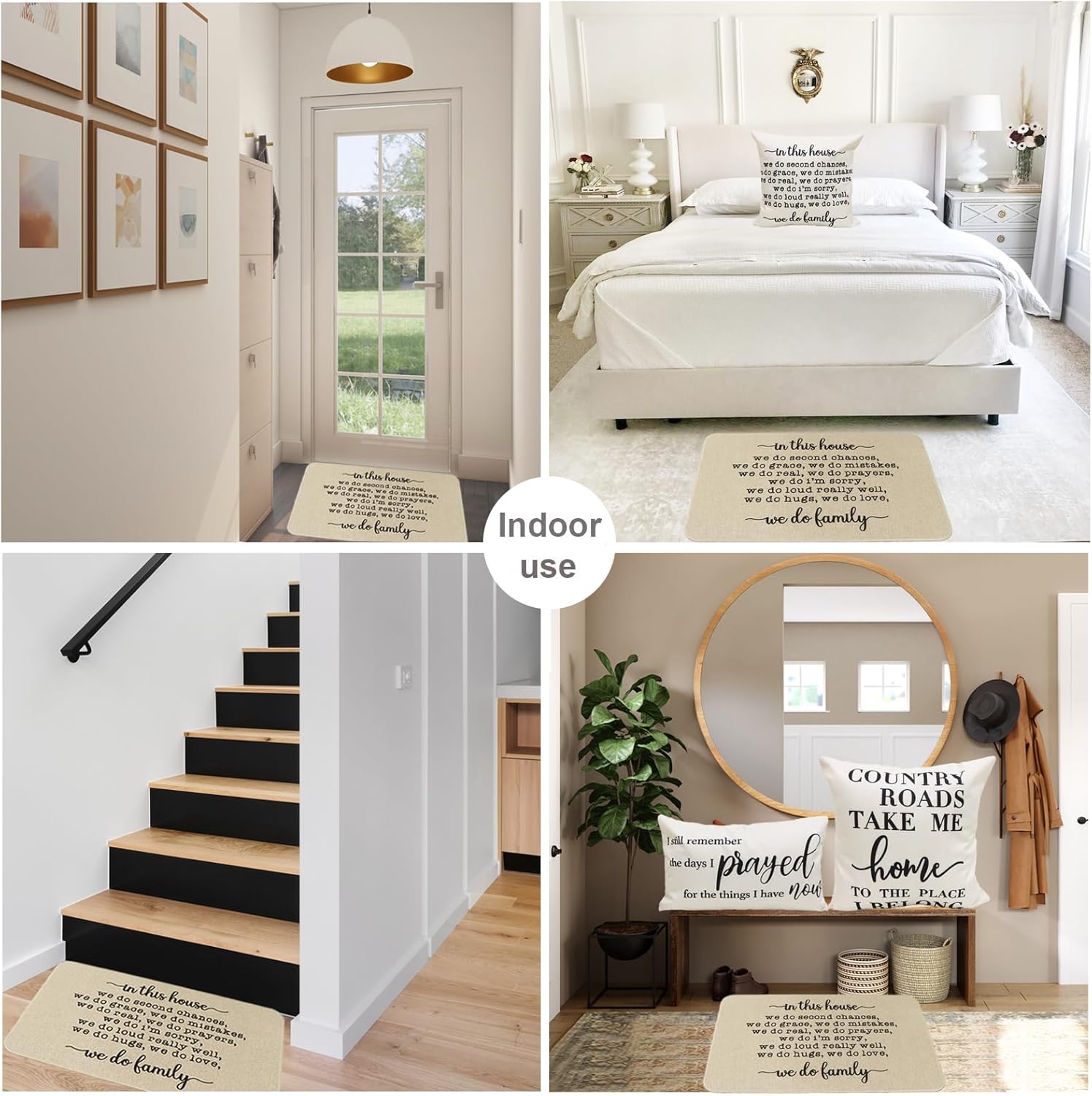 Farmhouse Welcome Mat for Front Door in This House Door Mat We Do Family Doormat Home Floor Mats Non Slip Rubber Entrance Rug for Indoor Outdoor 17" x 28"