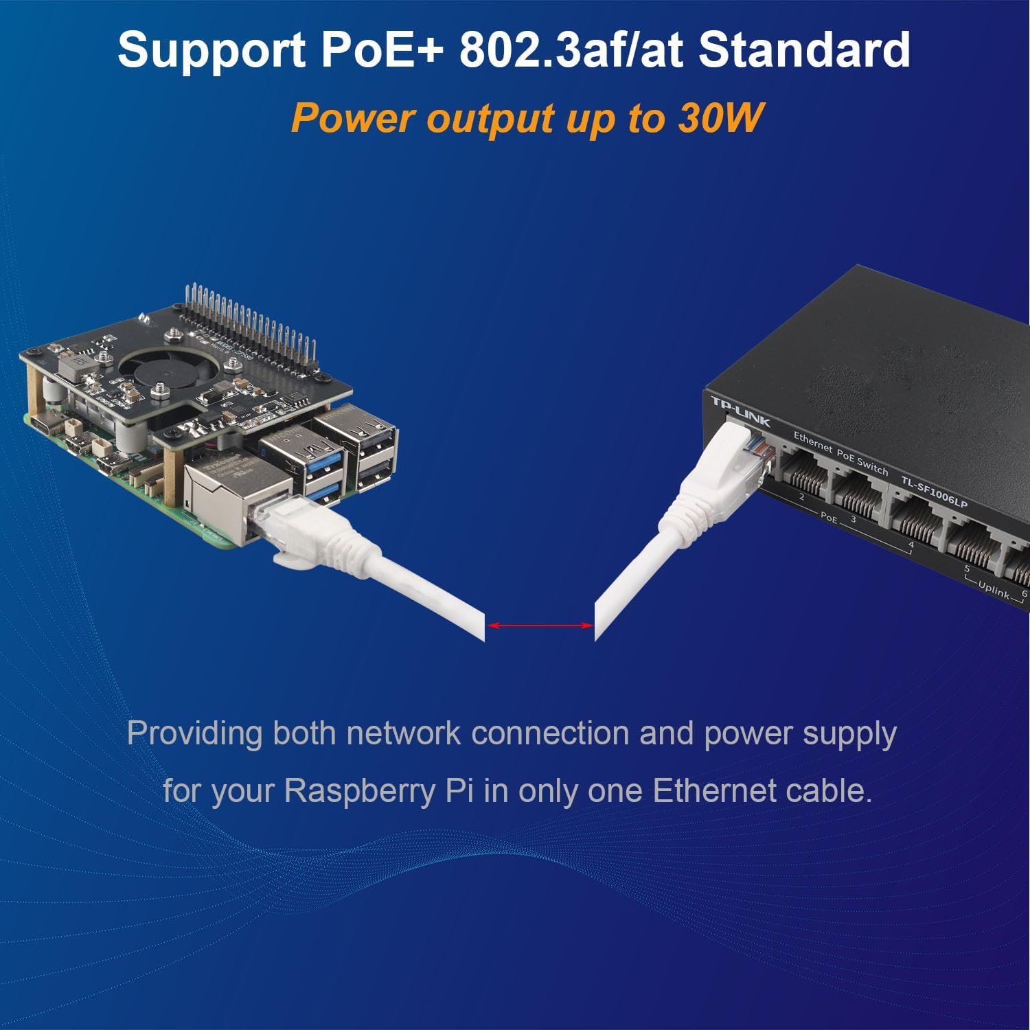 ZDE ZP580C PoE+ HAT with PWM Cooling Fan Aluminum Alloy Heatsink for Raspberry Pi 5 Power Over Ethernet HAT Adapter Board Supports 802.3af/at Network Standard