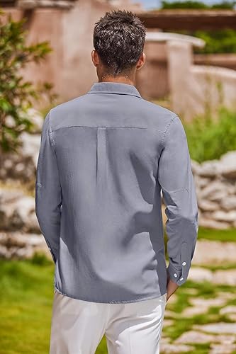 Miniatura 39 de COOFANDY Camisa Oxford de manga larga con botones para hombre, camisas de vestir de ajuste regular