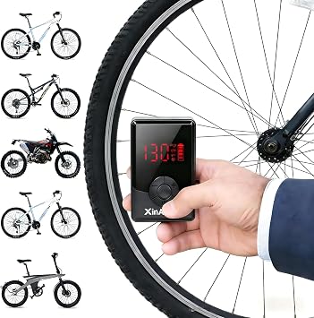 Mini Portable Bike Tire Inflator with Gauge, 130PSI 900mAh Electric Air Pump Auto Shutoff, Fits Presta & Schrader Valves for Bikes, Motorcycles, Sports Balls & Inflatables