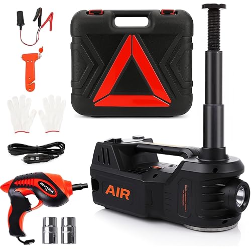STANDTALL Electric Car Jack Kit 5 Ton 12V Hydraulic Jack Automatic Lift for Car with Impact Wrench and Tire Inflator Pump for SUV Sedan Truck Change Tires Garage Repair Road Emergency