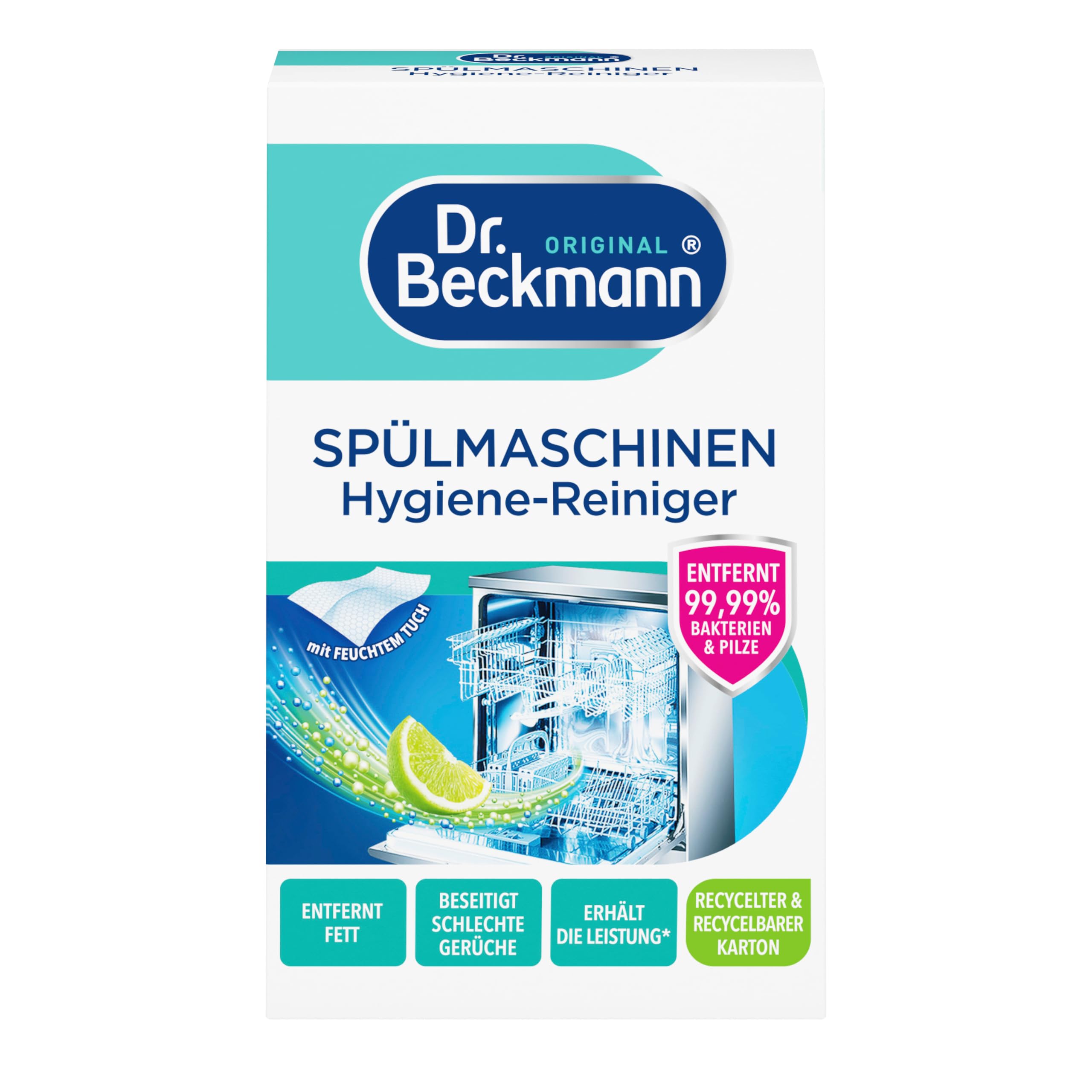 Dr. Beckmann Spülmaschinen Hygiene-Reiniger | 75 g + Tuch