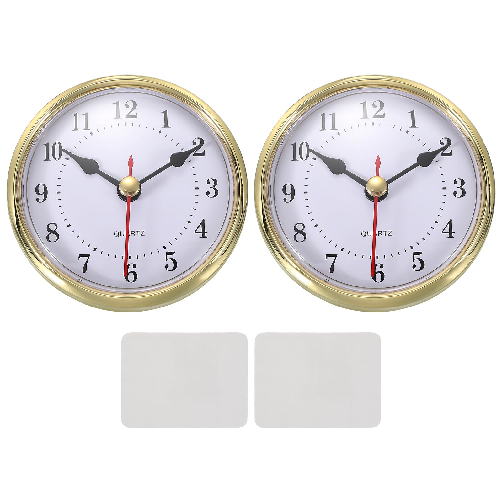 PATIKIL 2 Set Classic Clock Movement, 3.1 Inch/80mm Quartz Movement Insert for Office Home Decor Replacement DIY, Gold (Arabic Numerals,Peach Blossom)