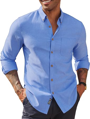 PJ PAUL JONES Mens Oxford Button Down Shirt Long Sleeve Shirt