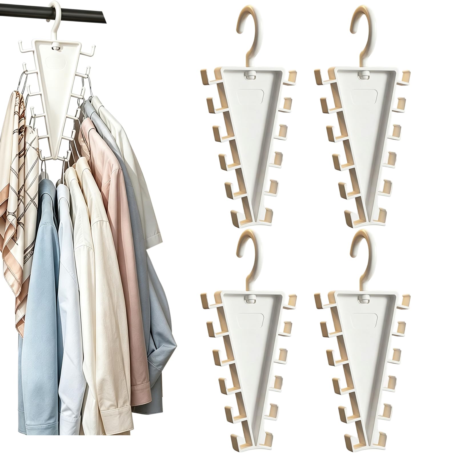 12-Hook V Shaped Double Sided Hanger Closet Organizers and Storage (4 Pcs) | Multi-Functi…