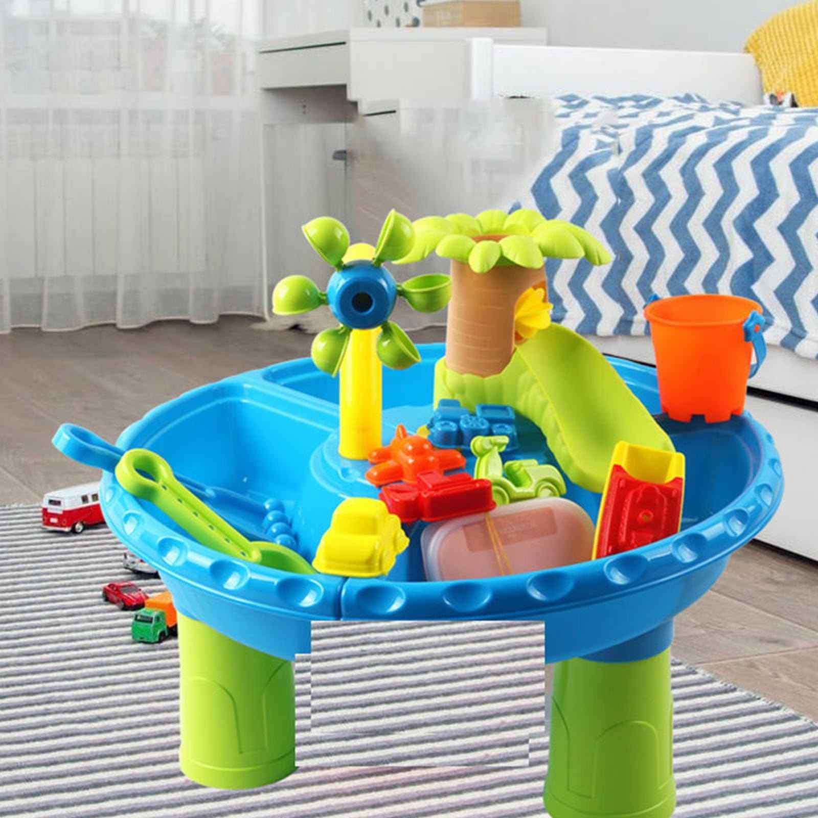 Sand Wassertische für Kinde, WasserSpielzeug für Kinde, Regenschauer, Planschbecken, Wassertisch Kleinkinder von 3–5 Jahren, Sport, Outdoor Sandschaufeln Outdoorspielzeuge (White, One Size)