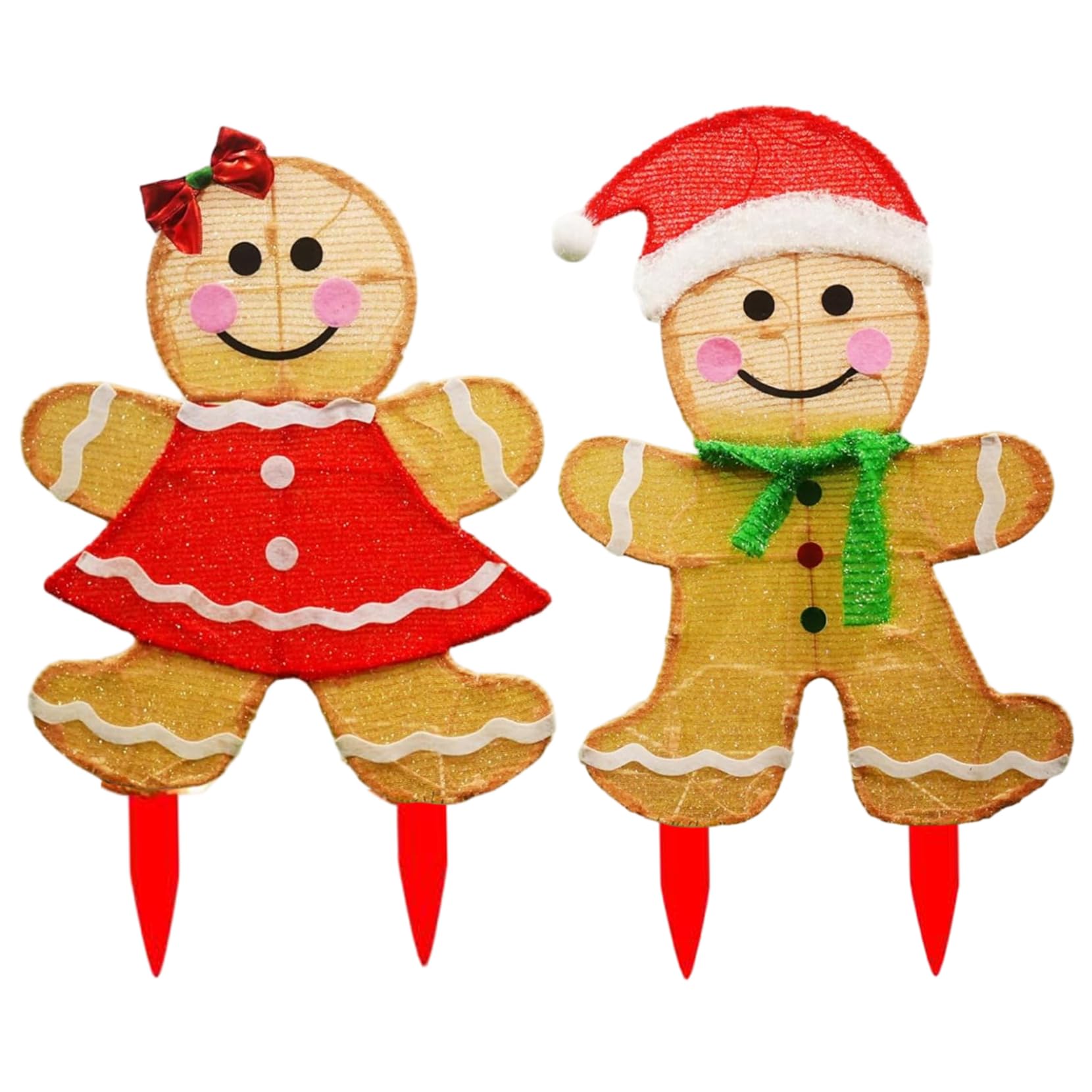 Décorations de Noël en pain d'épices acrylique extérieur à piles pour cour et jardin