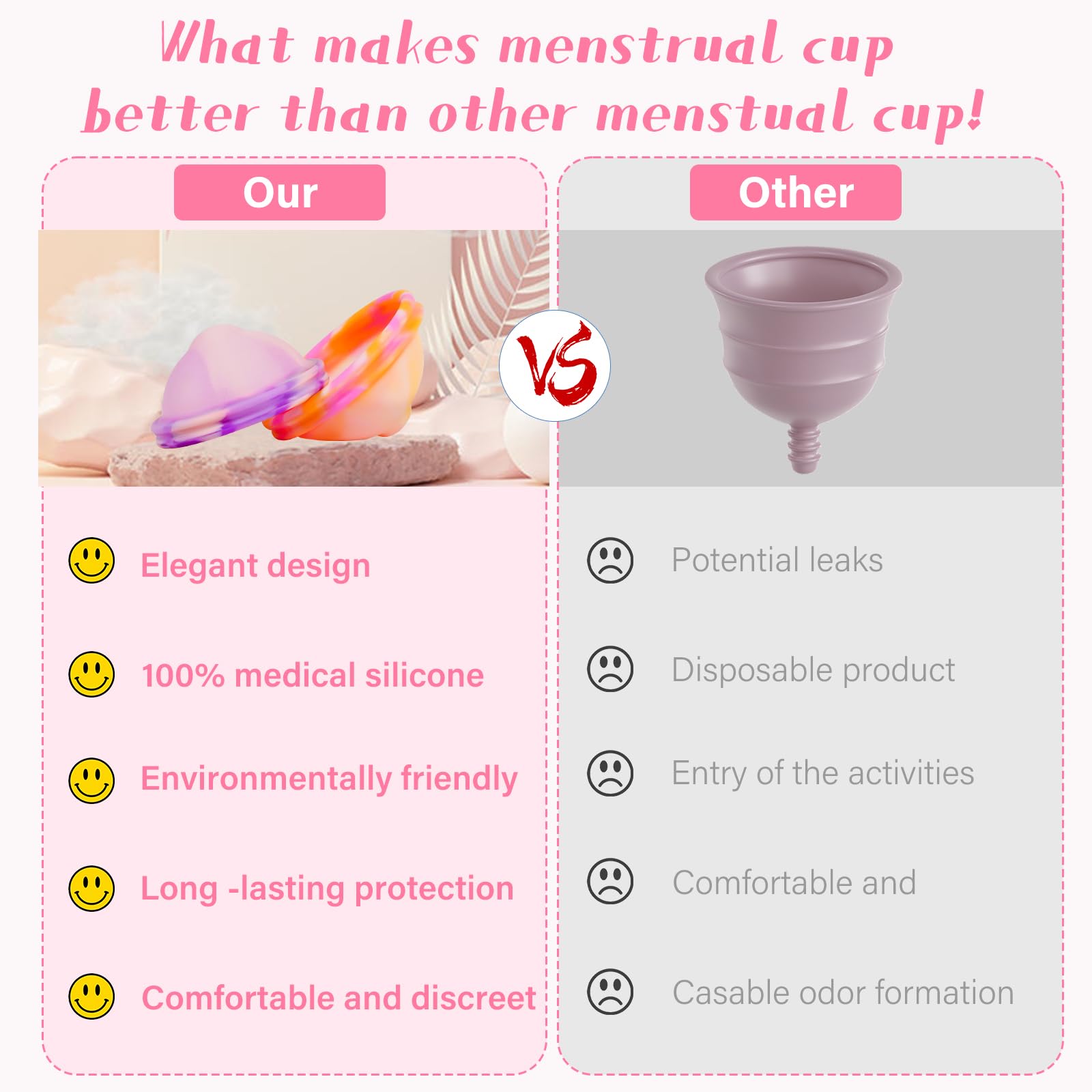 2 Pezzi di Disco Menstruale, Coppa Mestruale con Periodi Della Dimensione M+L, Tazza Mestruale Riutilizzabile Realizzata in Silicone Medico al 100% per Donne Sport, Nuoto e Intimità Attive
