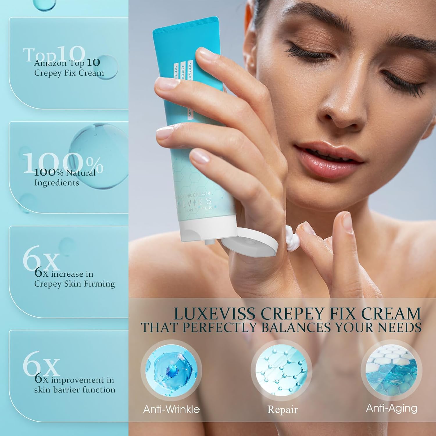 Advanced Crepey Skin Repair Cream – Anti Wrinkles for Crepey and Sagging Skin – Tightening-Looking Moisturizer for Face, Neck, Chest & Body – 100g - Image 8