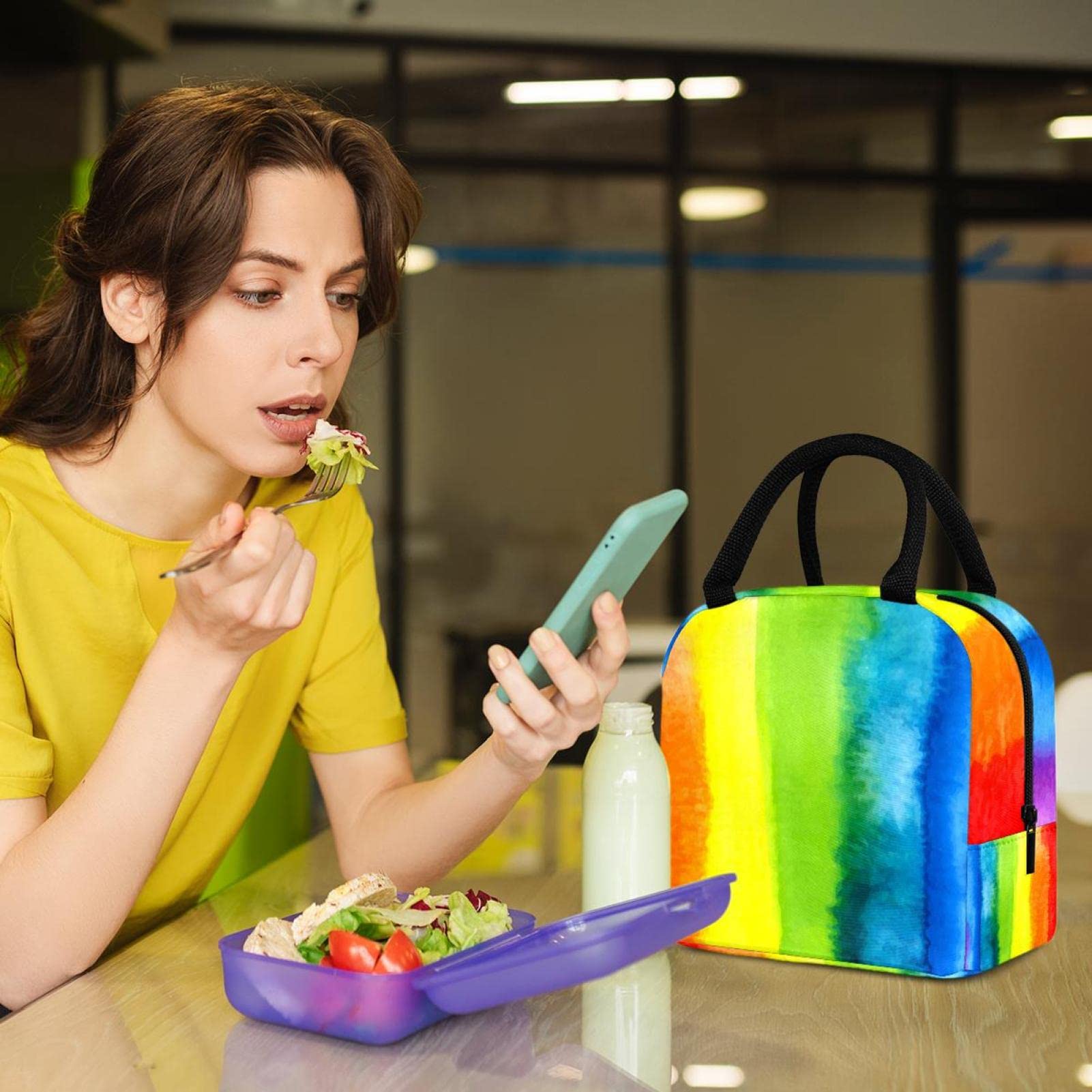 Borsa Termica Per Il Pranzo Arcobaleno – Impermeabile E Isolante – Con Tracolla Regolabile – Perfetta Per Scuola E Ufficio (Viola) - 3
