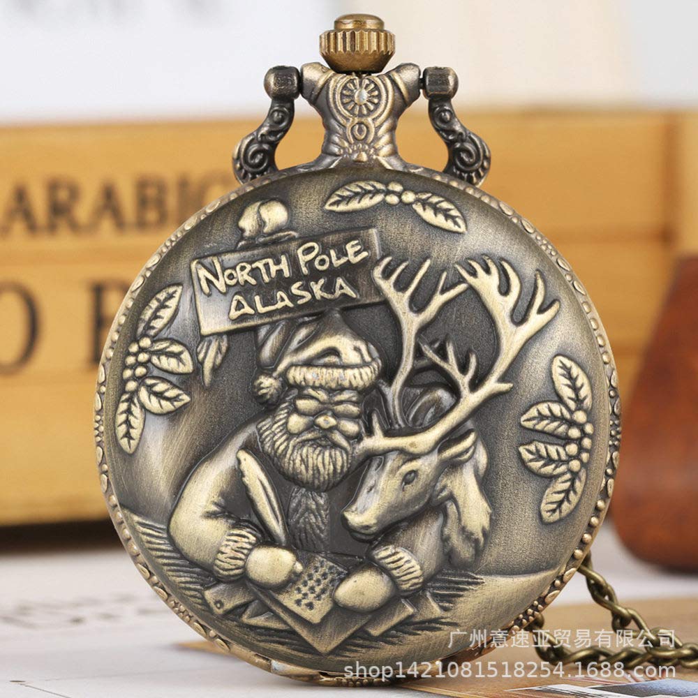 Vintage Chain Pocket Watch, Jīngdiǎn Shèngdàn Jié Lǐwù Shèngdàn Lǎorén Mílù Tú'Àn Shíyīng Luómǎ Shùz&i
