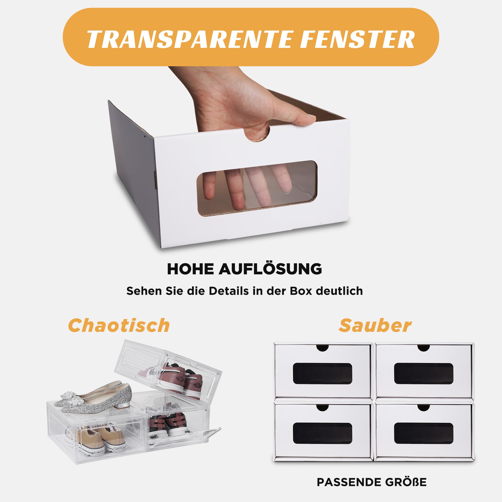 Scarpiera Trasparente 3 Livelli - Pieghevole, Impilabile, Per Scarpe Fino Taglia 46 - Foto 10