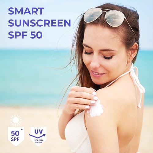 Miniatura 2 de Protector solar inteligente SPF 50, protector solar sin aceite con óxido de zinc transparente, protege y calma la piel sensible y SPF para piel