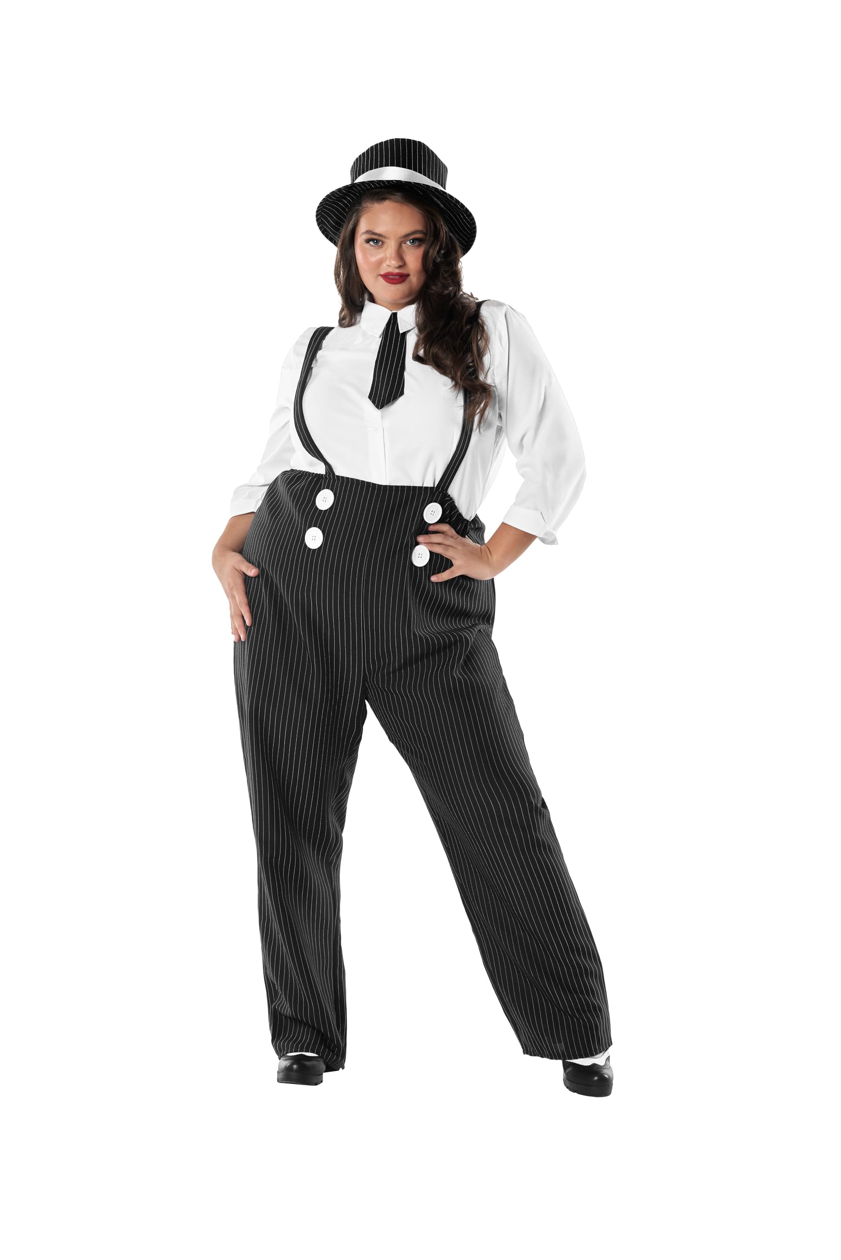fun shack Gangster Costume for Women Plus Size, Gangster Costume Women, Plus Size Halloween Costumes, Pinstripe Suit Womens