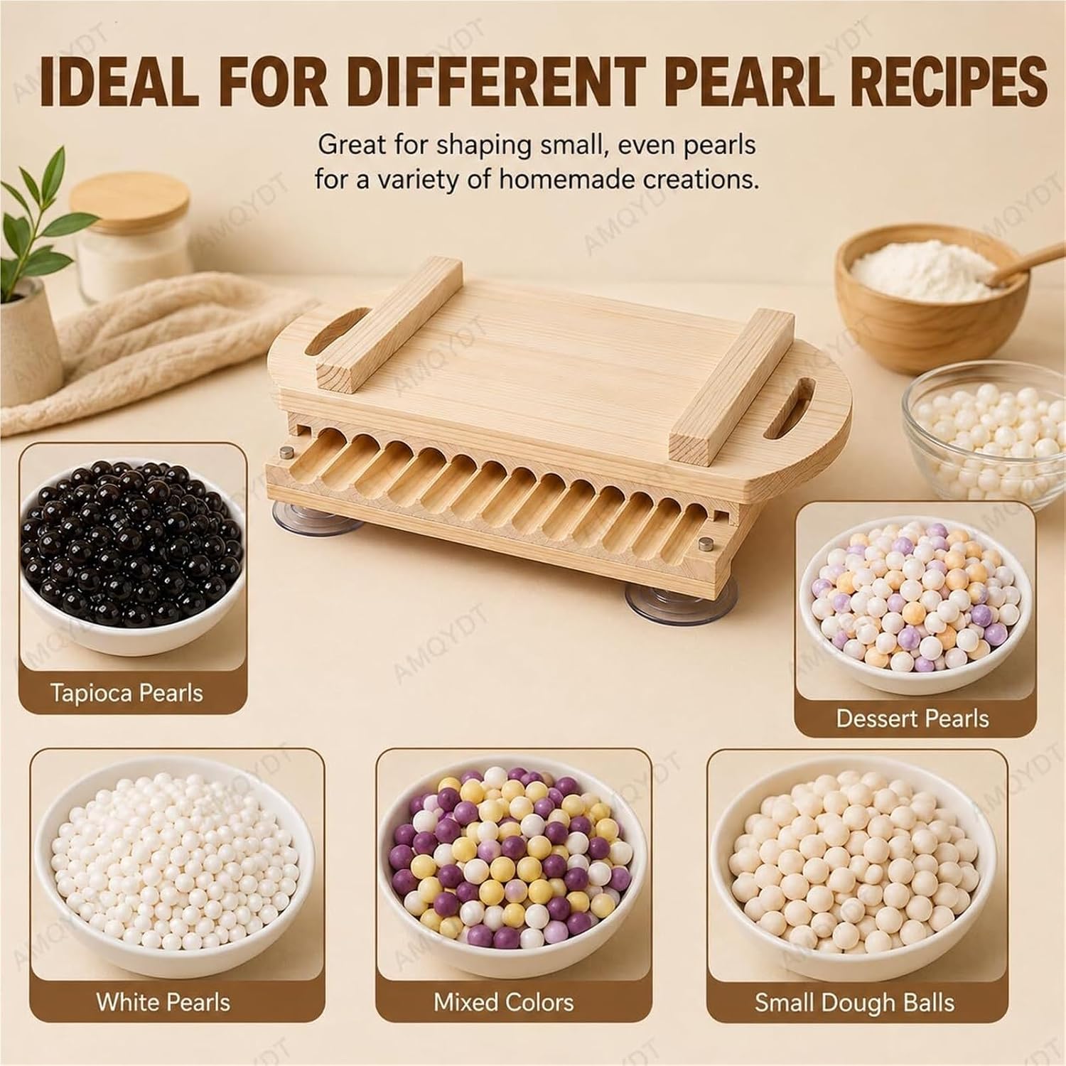 Manual Tapioca Pearl Maker Machine, DIY Boba Pearl Tool with Double Handle & Sliding Baffle, Pearl Diameter 15/19/22mm Selectable – for Milk Tea Shop & Home Kitchen(19mm)