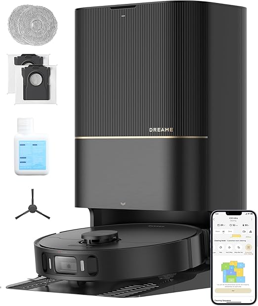 DREAME X30 Ultra Robot Vacuum and Mop Combo, Extendable & Liftable Mop, 75Days Self-Emptying Robot Vacuum, 260Mins Runtime, 8,300 Pa Suction, Self-Cleaning & Auto-Drying Mops